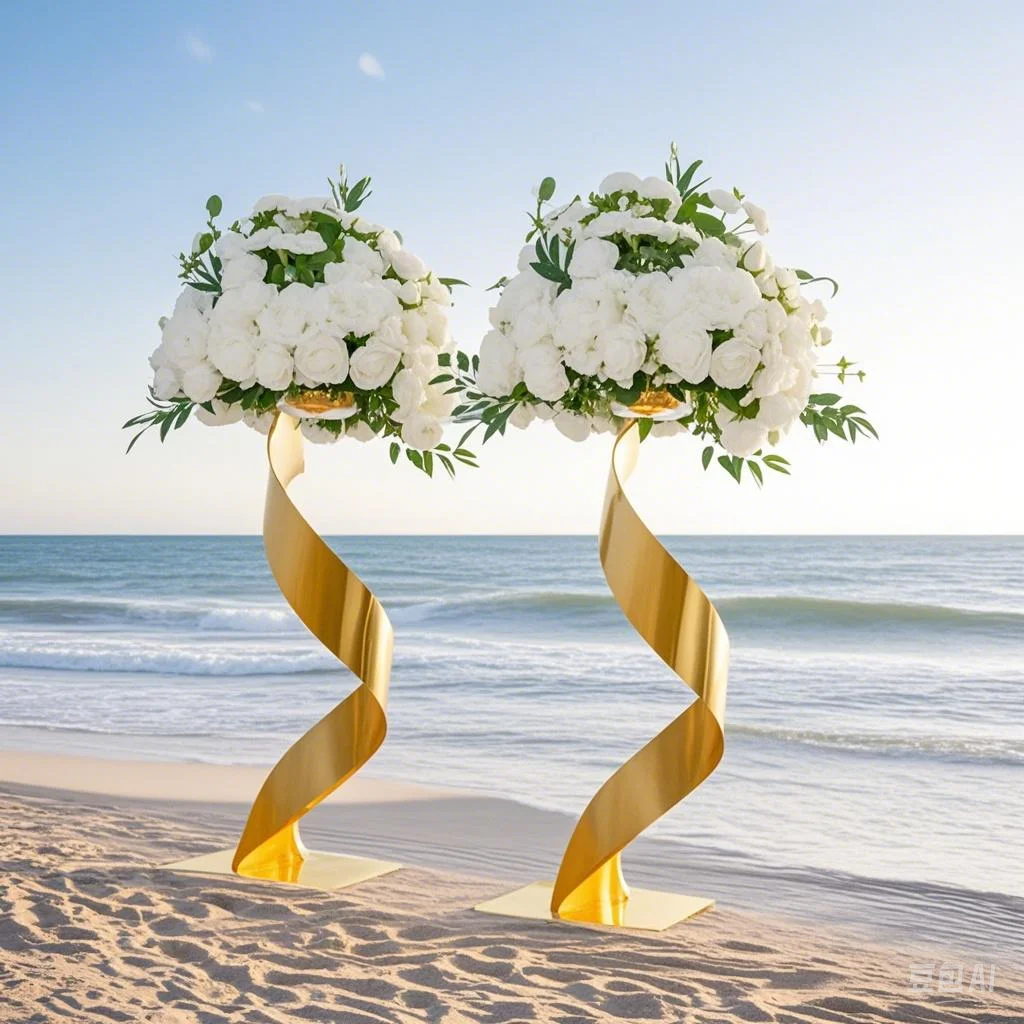 

5PCS Electroplating gold flower stand cross-border Amazon hot-selling spiral main table flower wedding atmosphere layout props