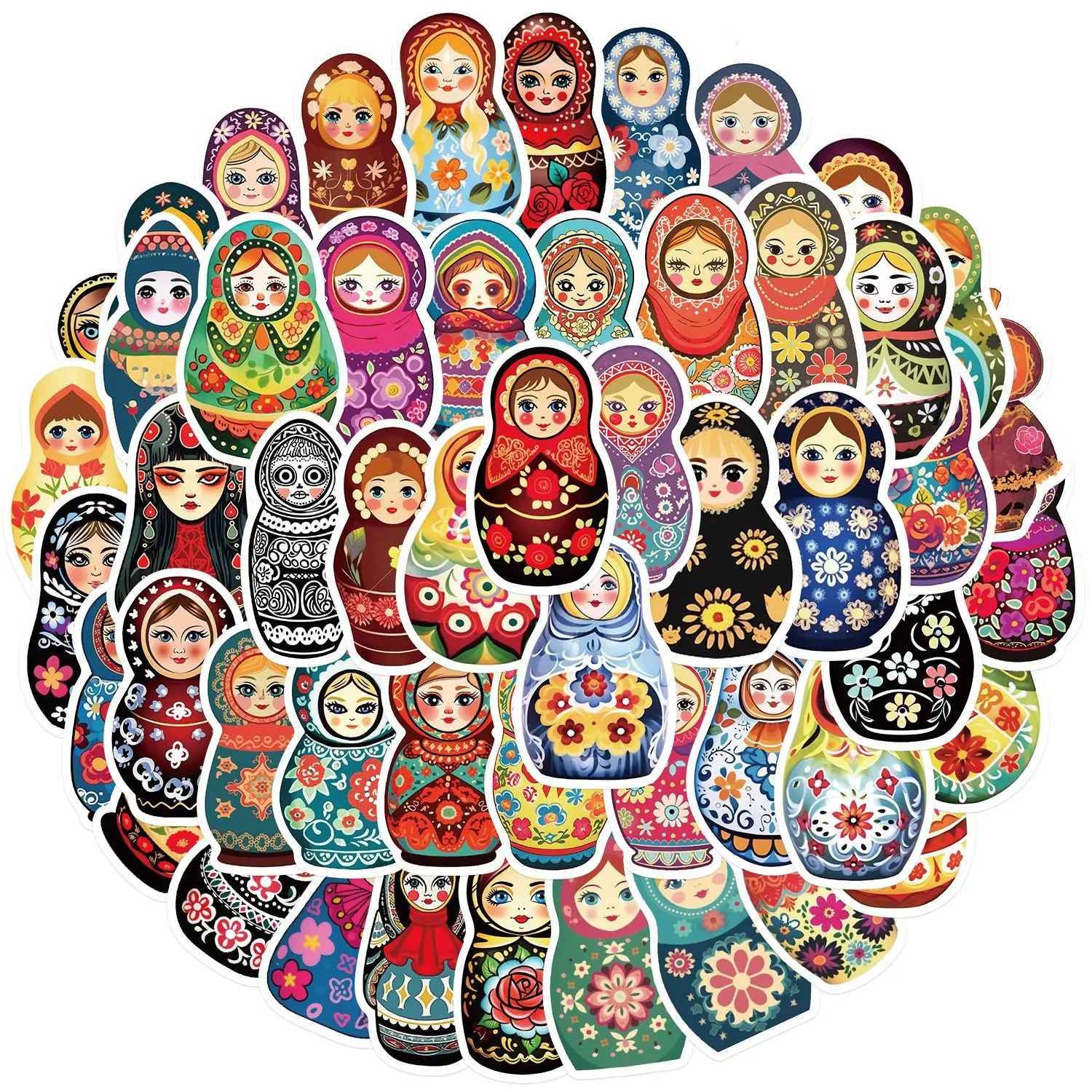 10/30/52PCS Matryoshka Doll Russian Traditional Toys Sticker DIY Phone Laptop Luggage Skateboard Graffiti Decals Fun for Kid Toy