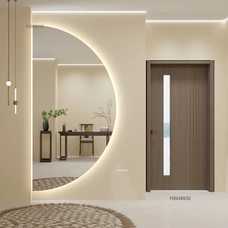 Semicircular Smart Bath Mirrors Led Touch Screen Mirrors Wall-mounted Lighted Bathroom Mirror Special-shaped Decorative Mirrors