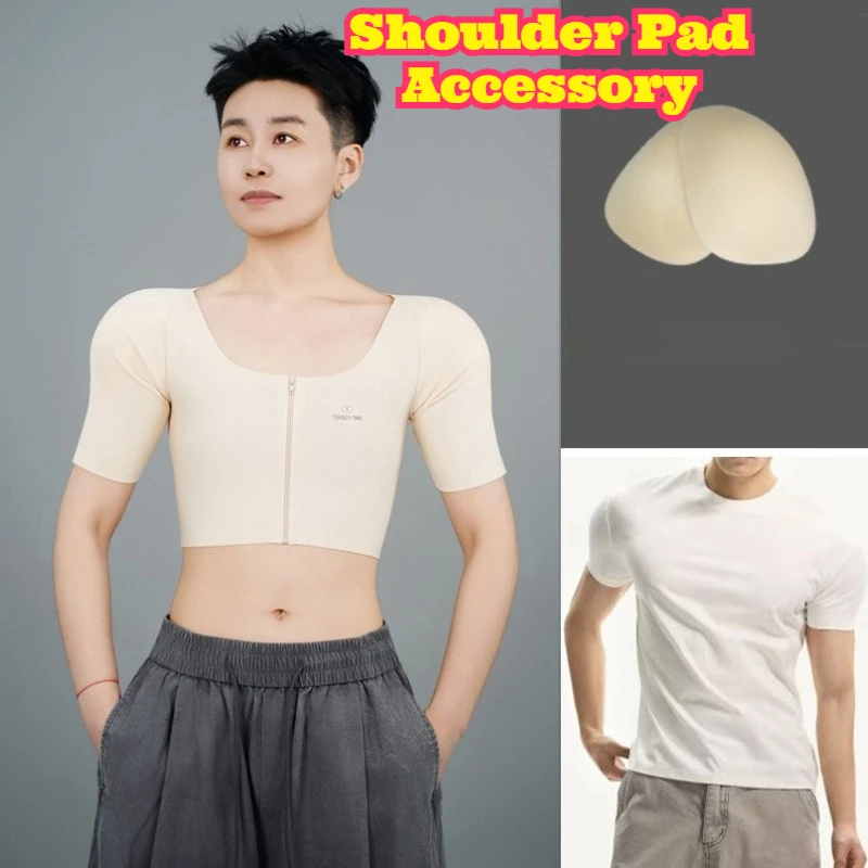 

Rainbow Deep V Chest Binder Integrated Shoulder Sleeves Open Side Sport Tank Top Shoulder Pads Bust Minimizing Breathable Soft