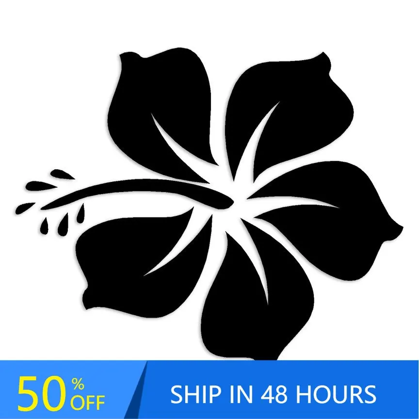 Tropical HibiscusDecal StickerMultiple Colors Retro Laptop Bumper Window Boat Waterproof Vinyl Decal Decoration Cool Cute