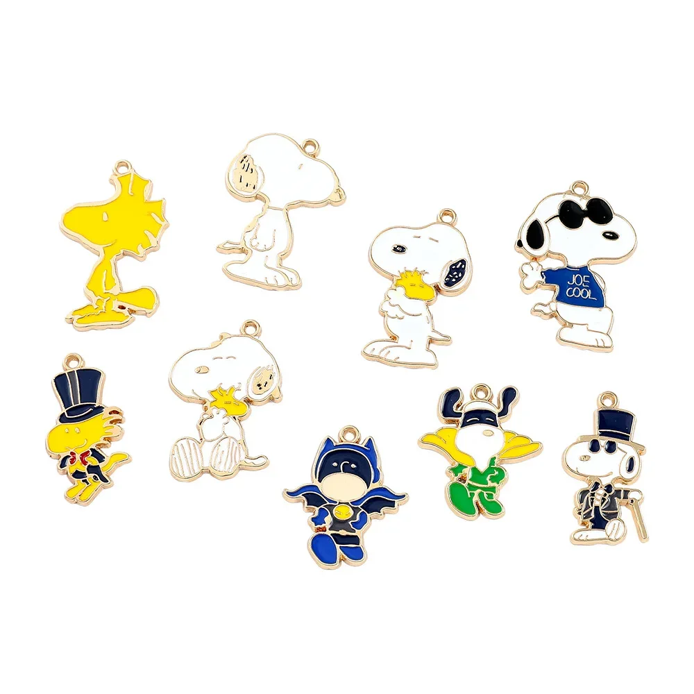 1/9 sztuk Snoopy DIY Cartoon stop emalia Charms koraliki do tworzenia biżuterii wisiorek kolczyki brelok akcesoria do bransoletki prezenty dla dzieci