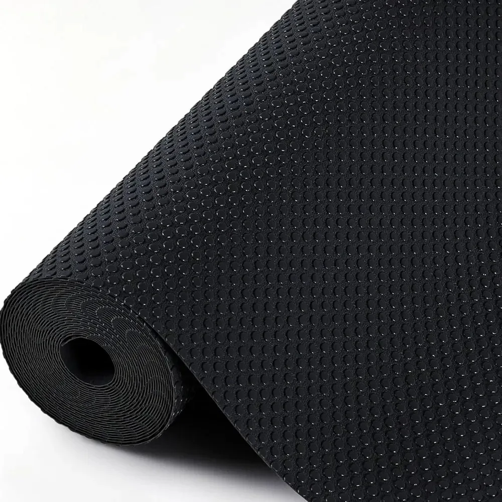 1PC Kitchen Shelf Liner - Non-Slip Waterproof Drawer Mat, Washable Oilproof Cabinet Pad, Non-Adhesive Black