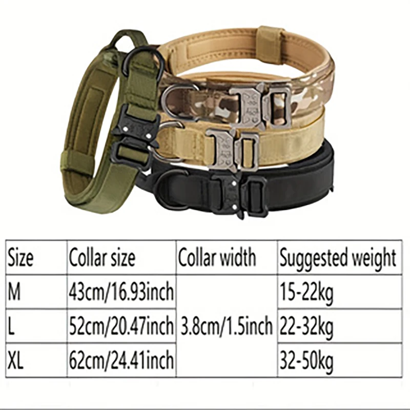 Tactical Dog Collar Adjustable Military Nylon Dog Collar with Control Handle and Heavy Duty Metal Buckle for Medium & Large Dog view 2