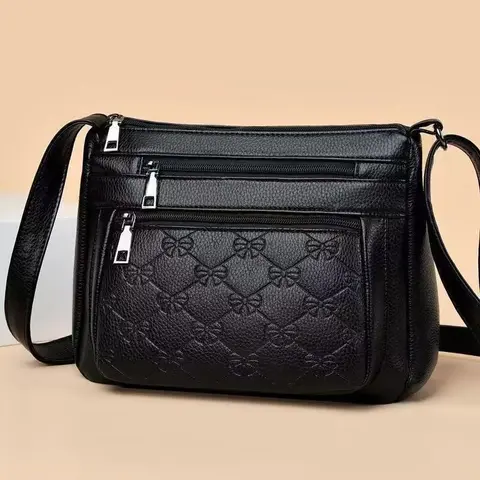 Fashion Classic Quilted Messenger Bag, Secure Multi-compartment Shoulder Purse for Cosmetics, Phone and Wallet Storage