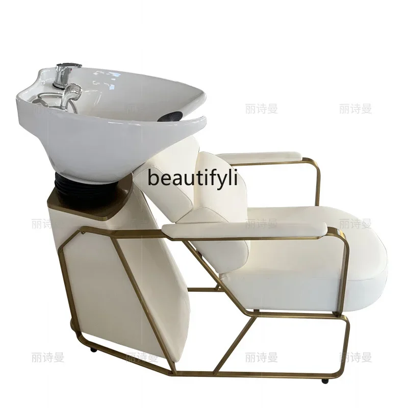 

Barber Shop Ceramic Basin Shampoo Chair Lying Half Hair Salon Hair Salon Massage Flushing Bed