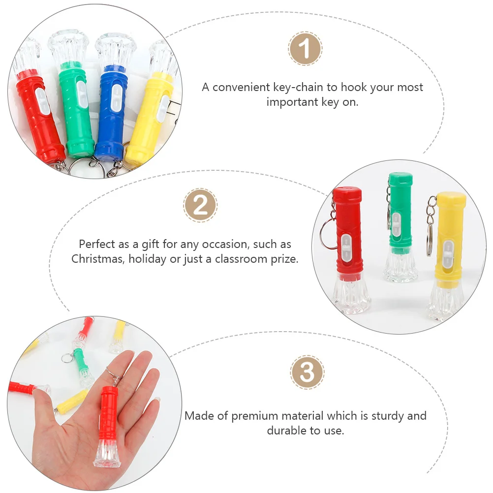 20 Pcs Flashlight Keychain Rechargeable Glowing Pendant Decorate Hanging Plastic Mini LED Toddler Torch