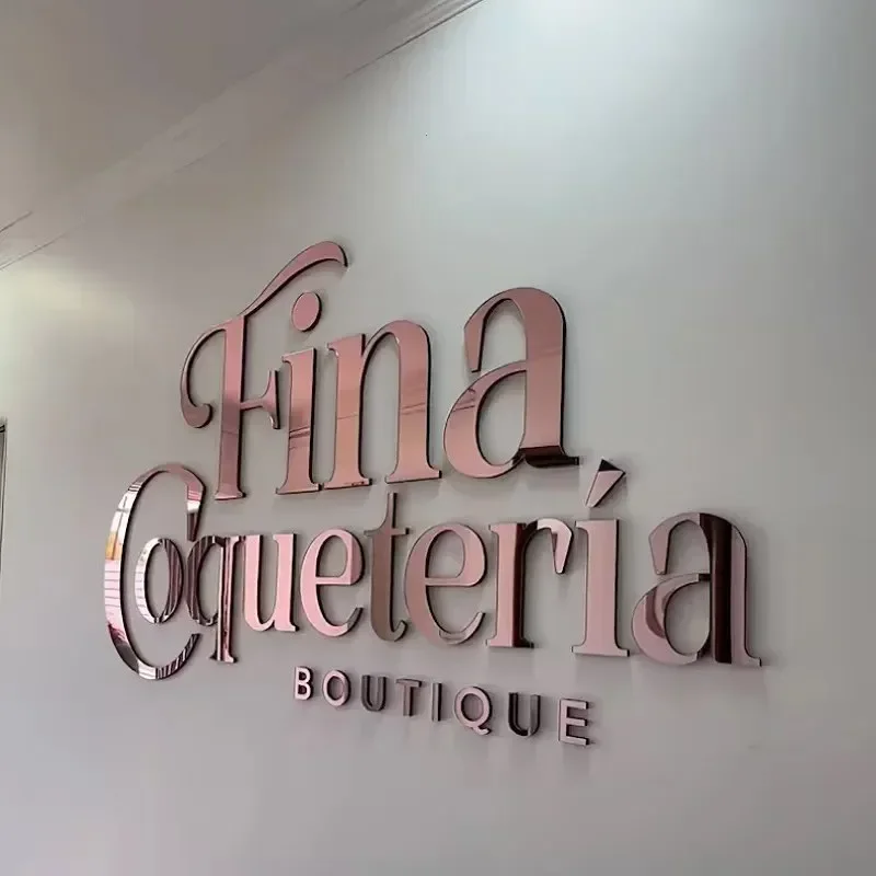 Custom Office Beauty Salon Studio Sign 3D Business Logo 3D Acrylic Mirror Business Logo Sign Laser Cut Aesthetic Business Sign