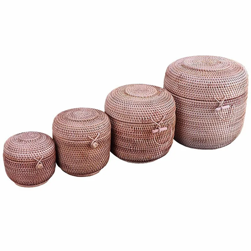 Rattan Weave Food Container Storage Box Handmade Organizer Kitchen Breathable Cans For Bulk Products Banks Jars Caps Jug Lock