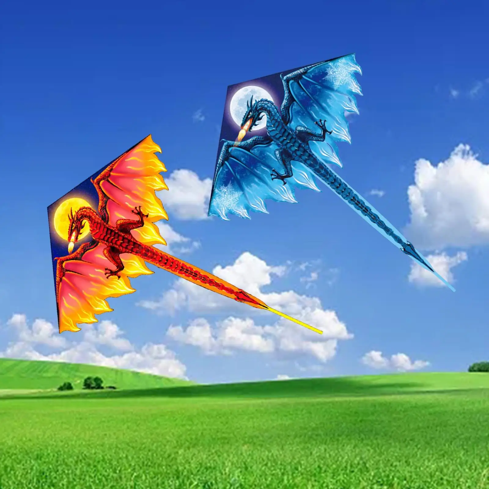 Large Spring Kite ice to Fly Colorful 3D dragon Animal for Spring Beach outdoor Adults