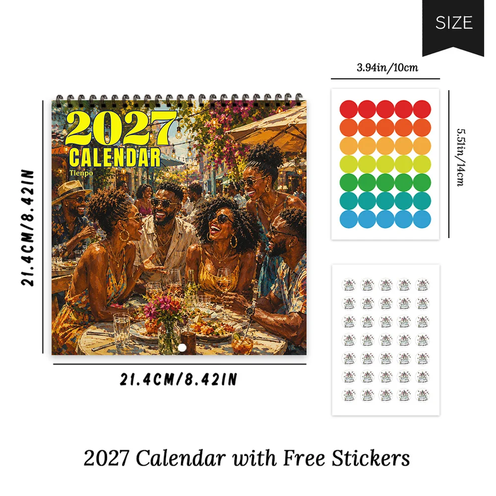 1pc 2027 Outdoor Gathering Wall Calendar,12‑Month Planner,Gift For Back‑to‑School,Christmas,New Year,Free Stickers Included