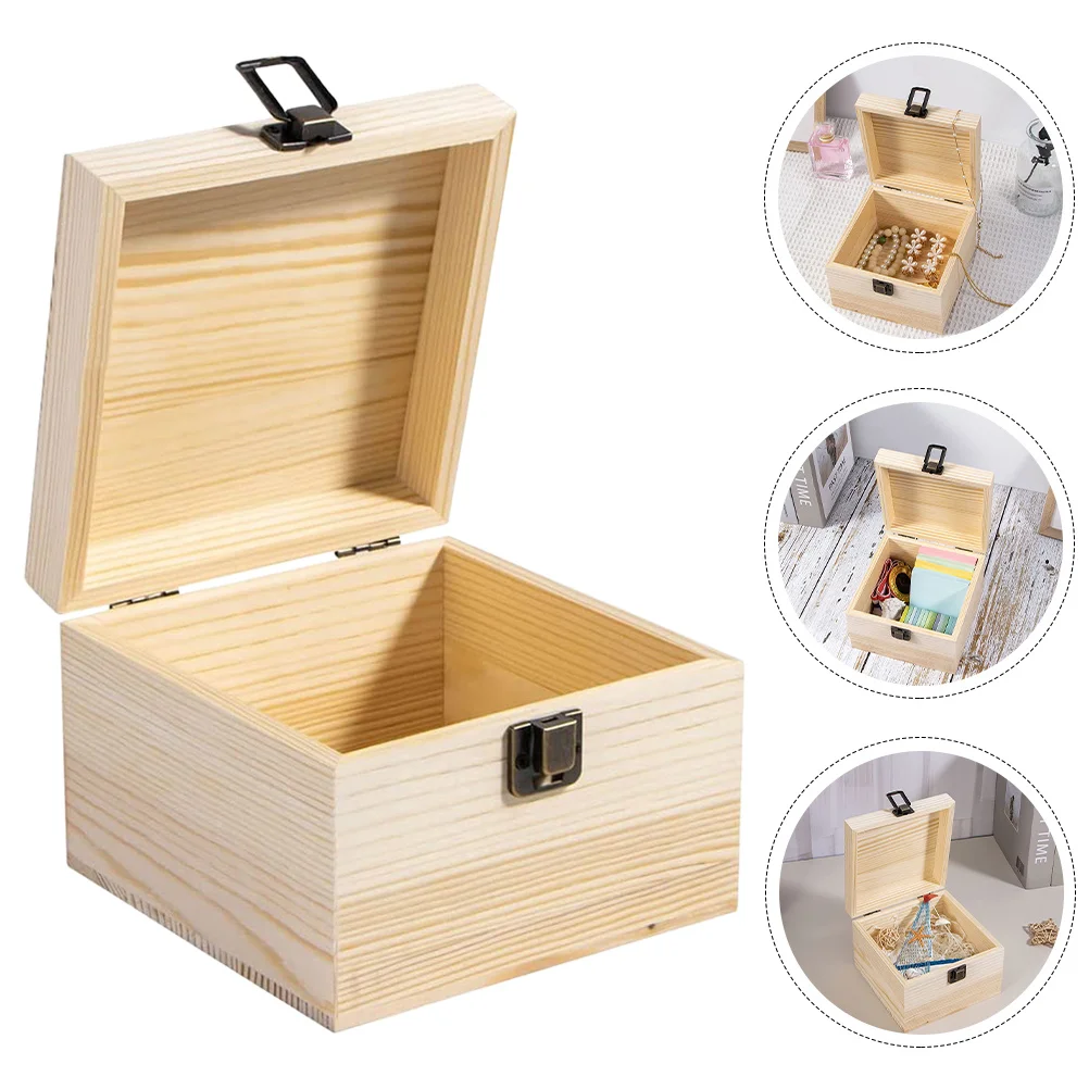 

DIY Wooden Storage Case Unfinished Jewelry Box Multifunctional Organizer for Home School Office Use Gift Packaging Craft DIY