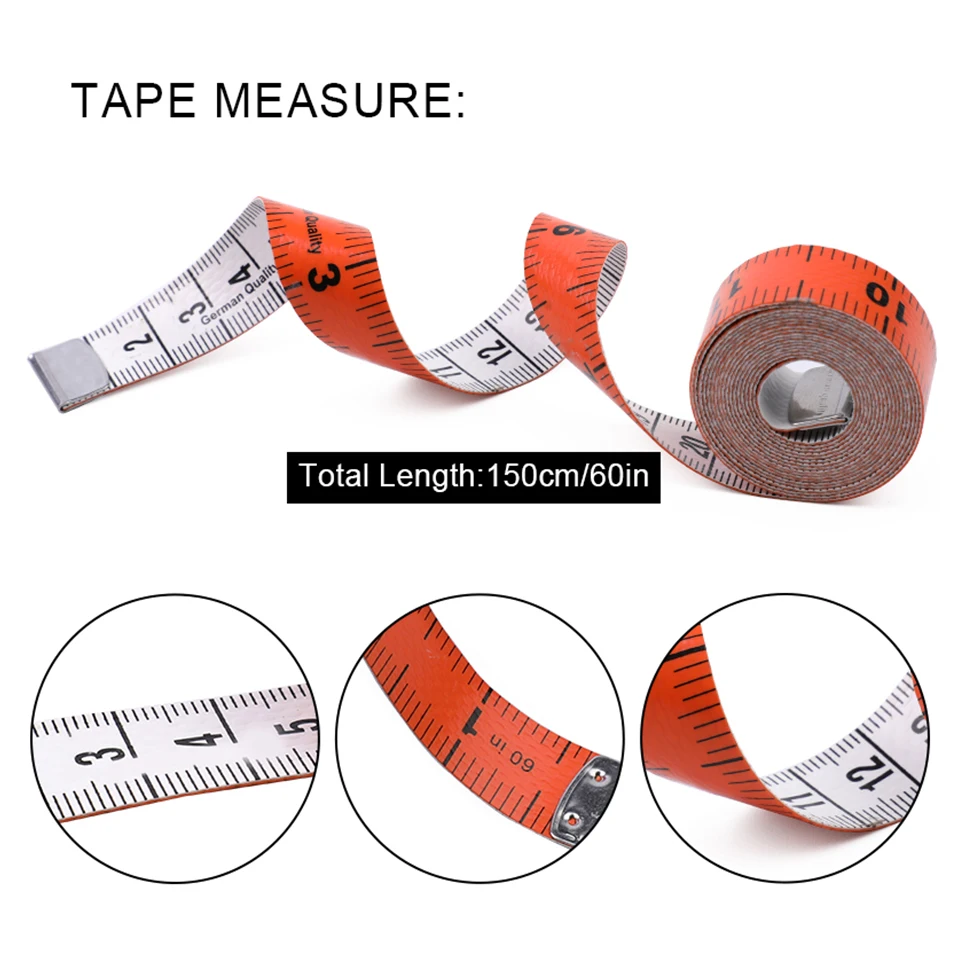 Fniiva 5PCS Soft Measuring Double-sided Ruler Tape Measure Tailor's Tape with Snap Fasteners Body For Needlework Sewing Tool