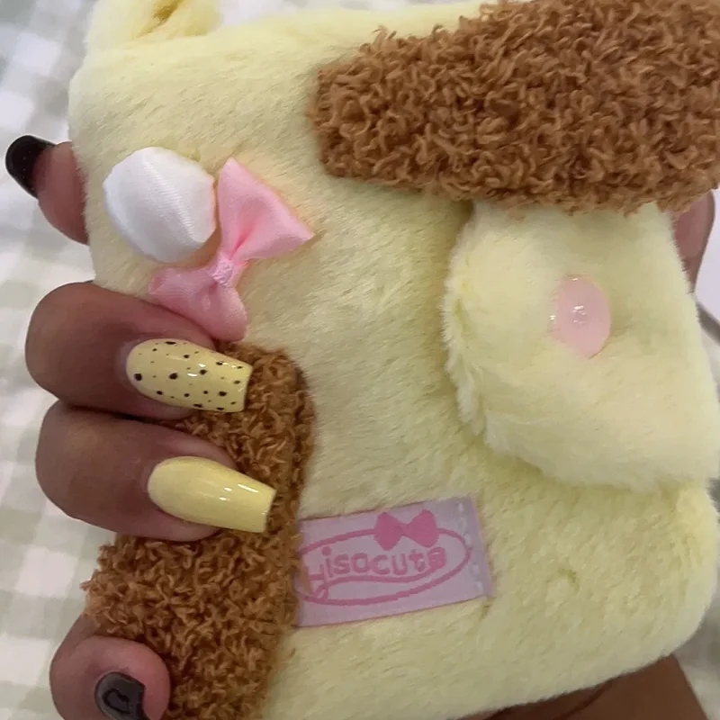 Sanrio Kawaii Pompomurin Plush Wallet Cute Girl Heart Series Plush ID Multi functional Bag for Girls Festivals and BirthdayGifts