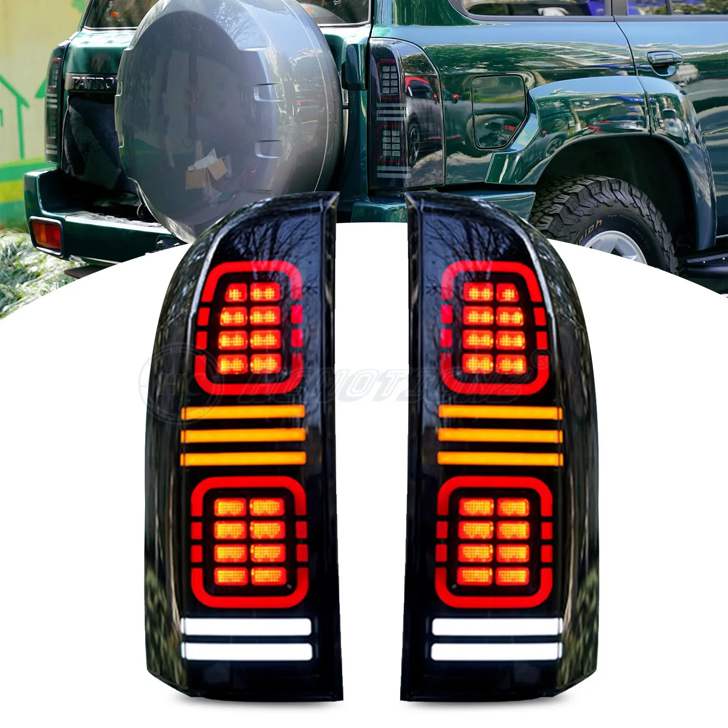 HCMOTIONZ Car DRL Back Lamps Assembly  2005-2022 5th Gen Start UP Animation LED Tail Lights For Nissan Patrol Y61