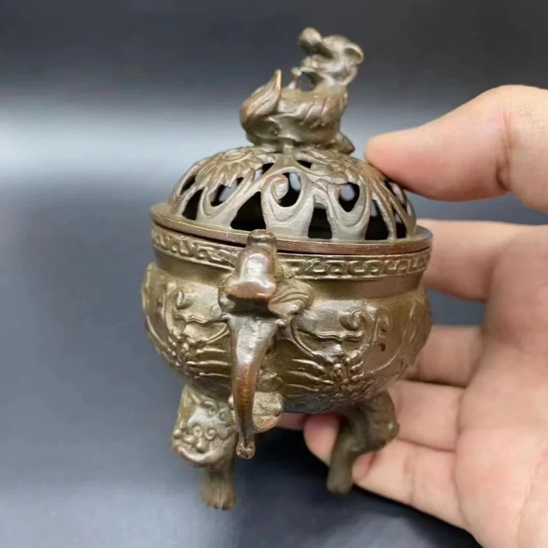 Antique Style Copper Incense Burner Home Indoor Incense Burner Vintage Tea Ceremony Sandalwood Incense Burner Creative Tiger Lio