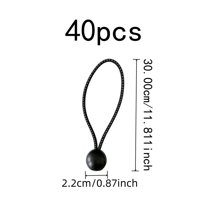 40 pcs 30cm Polka Dot Elastic Cords, Tough Anti-Deformation, Outdoor Tent Binding Tarpaulin Bracket Tie Down