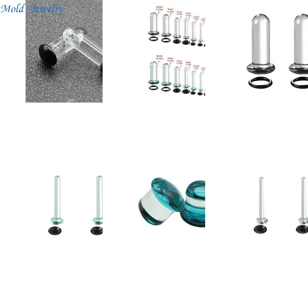 

69HB Ear Stretching Set Glass Plugs Gauges for Ears with Single Expander Body Piercing Jewelry for Men and Women