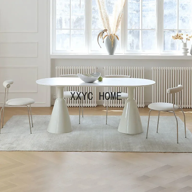 Organiser White Dining Table Oval Luxury Design Round Dining Table Nordic Minimalist Unfolding Set Sala Da Pranzo Furniture