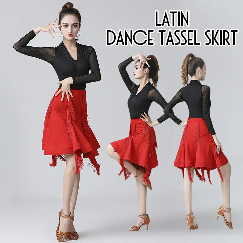 

Latin Dance Performance Skirt Latin Dance Short Skirt Red Tassel Skirt Dancewear Ballroom Salsa Samba Tango Fringe Skirt New