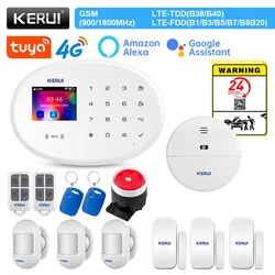 KERUI Tuya Smart Alarm System W204 4G WIFI GSM Alarm for House Work With Alexa Home Security With Motion Detector Door Sensor