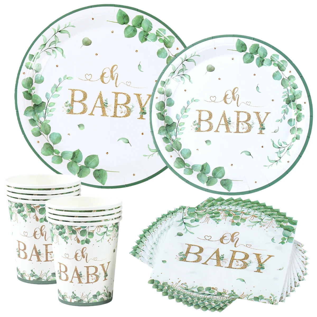 Dekoracje na Baby Shower Neutralne Baby Shower Jednorazowa zastawa stołowa Papierowe talerze Serwetki Kubki Dekoracje ujawniające płeć Chłopiec lub dziewczynka — zdjęcie 4
