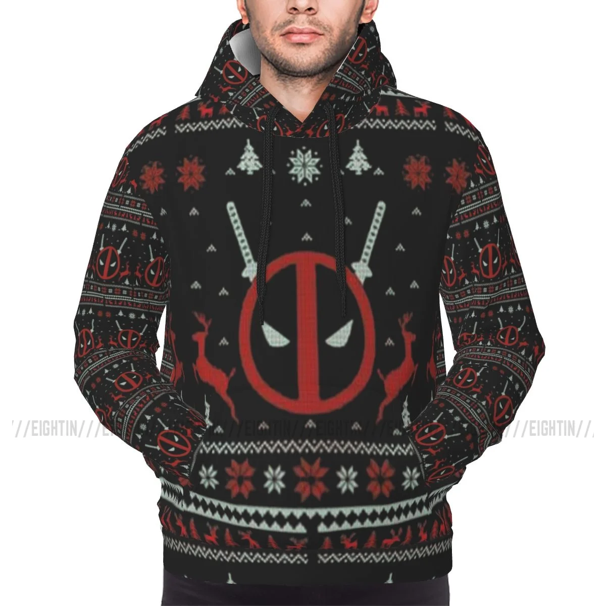 

Deadpools Ugly Christmas Hoodie Men Women Funny Sweatshirts Autumn Hooded Pullover Christmas Party Decoration Gift