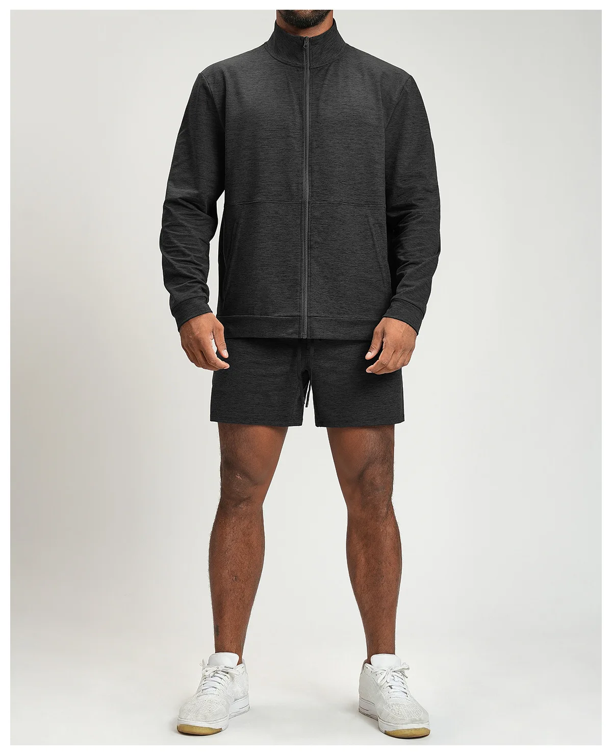 Men's Textured Track Jacket, Lightweight 4-Way Stretch Full Zip Top, Quick Dry Recycled Nylon Athletic Jacket for Gym Running