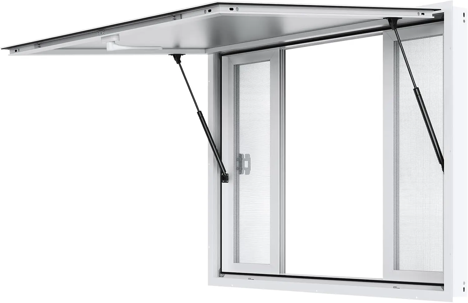 

Concession Window Aluminum Alloy Frame Service Windows for Food Truck Up to 85 Degrees Stand Serving Window with Awning Door