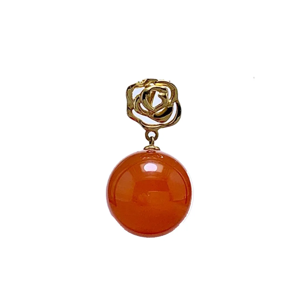 Shilovem 18K Yellow Gold Natural Agate Pendant New Birthday Christmas Gift Fashion Wholesale Women No Necklace 13mm Yzz1313078Nh