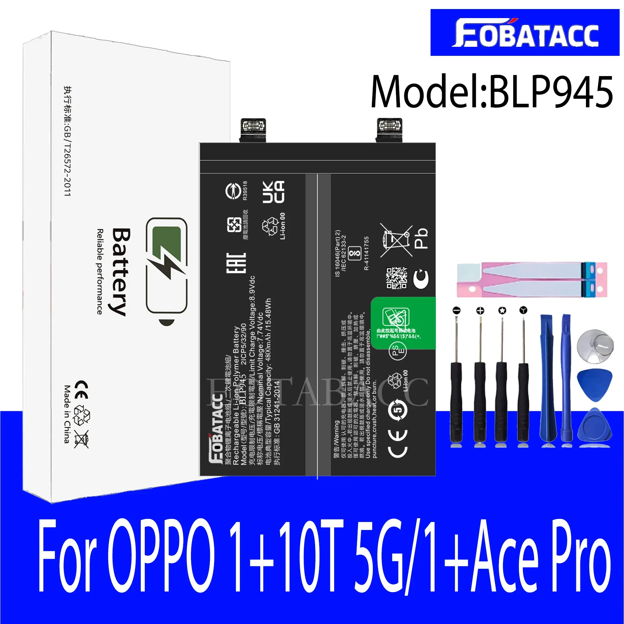 

EOTABACC 100% New Original Battery BLP945 For OPPO 1+10T 5G /One PLUs Ace Pro Battery +Tools