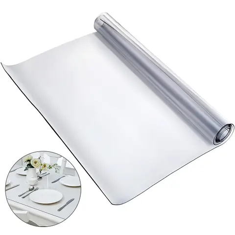 SucceBuy Multi-size 1.5/2mm Tablecloth Protector Table Cover Mat PVC Soft Waterproof Clear Water Resistant Easy Clean