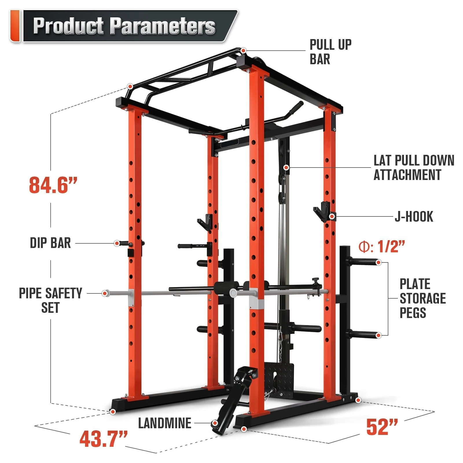 Commercial  Multi-function Power Cage Home Gym with Pulldown System Squat Rack Strength Training Machine Sport Fitness