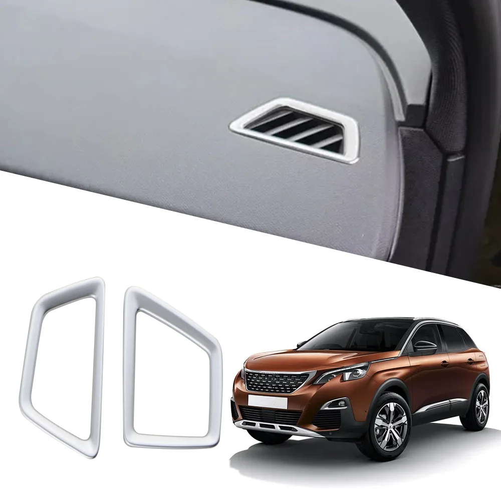 For Peugeot 5008 3008 GT 2017-2020 LHD Car Front Air Conditioner Outlet Decoration Covers Trim 2pcs/set Car Styling