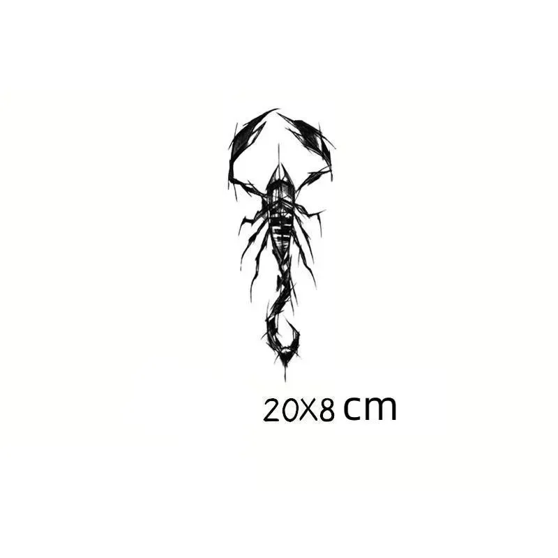 Big Size Temporary Tattoos Black Horror Scorpion Dark Domineering Insects Body Art Tatoo Waterproof Fake Tattoo Sticker