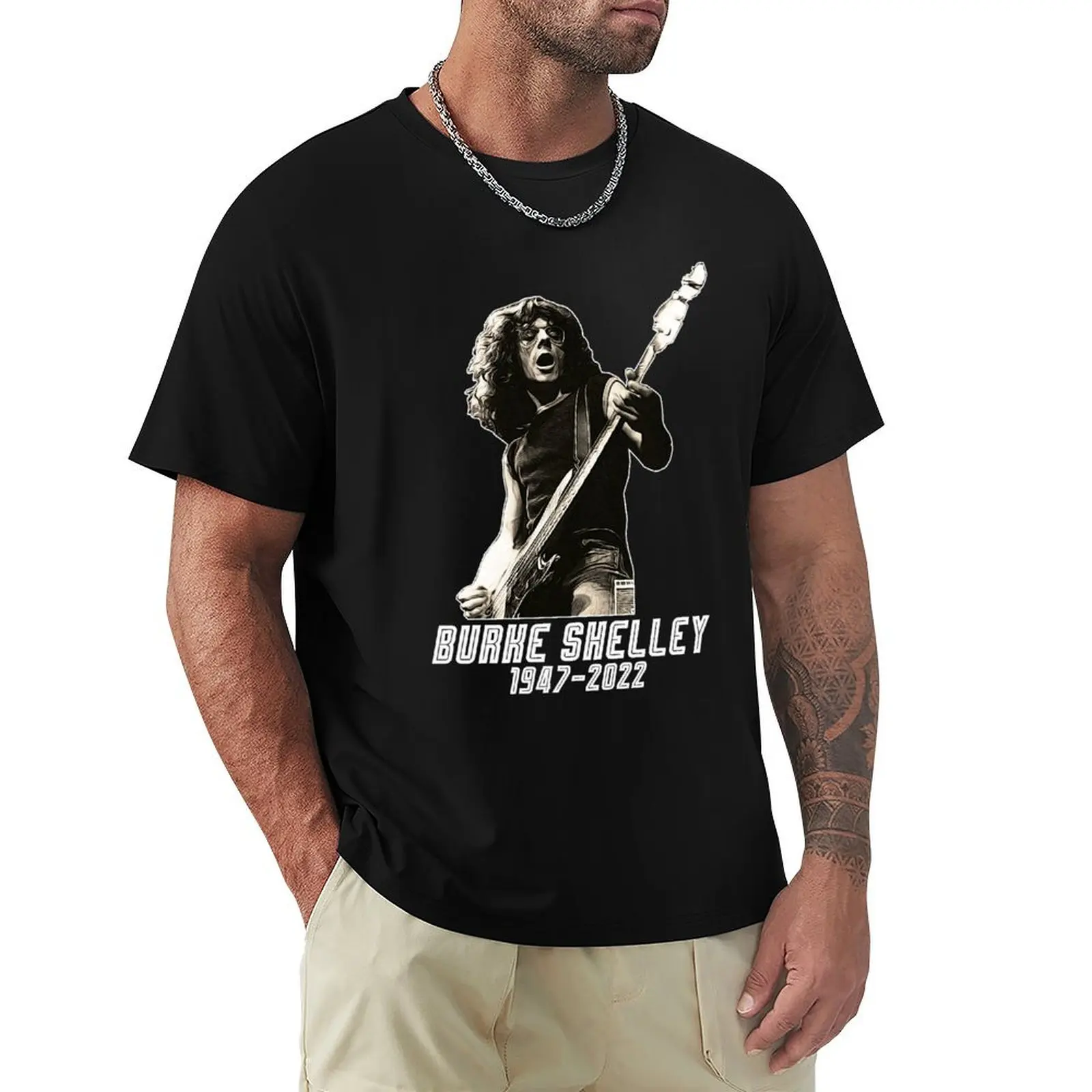 RIP Burke Shelley T-Shirt Basic Plain Short Sleeve Crew Neck Tee