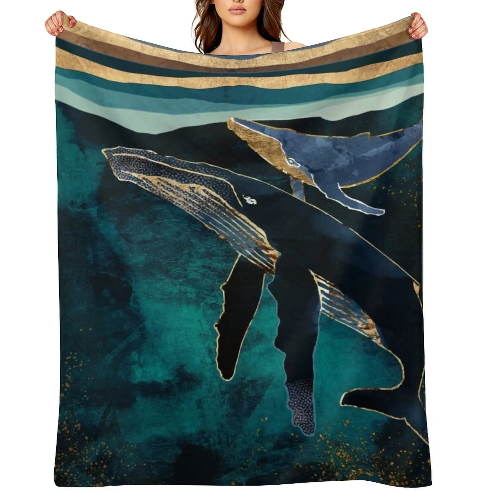 

Moonlit Whales Throw Blanket decorative Furrys Comforter valentine gift ideas Blankets