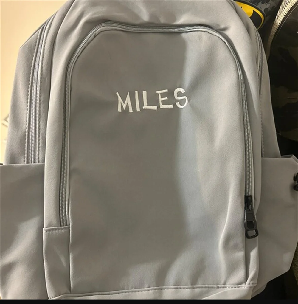 Ransel siswa sekolah menengah, ransel sederhana dipersonalisasi, bordir nama anak laki-laki dan perempuan bepergian, hadiah kustom, tas nilon