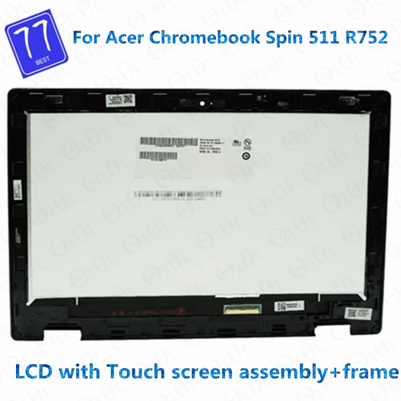 Original 11.6 inch For Acer Spin 5 11 R752 R752TN 1366x768 LCD assembly B116XAK01.4 Chromebook lcd touchscreen assembly N18Q6