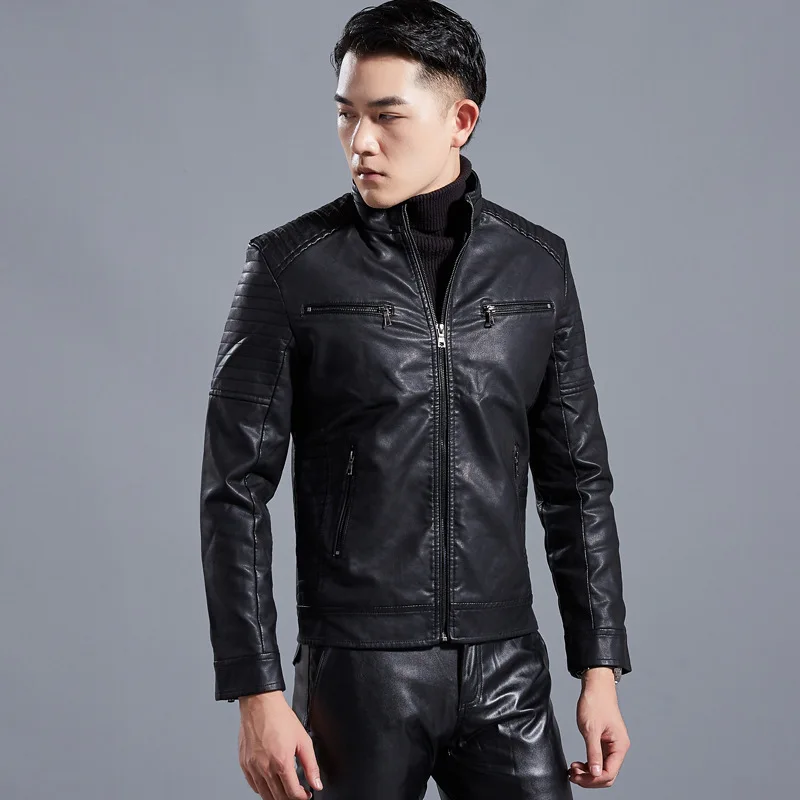 

Men's Jacket Fashion Mens Vintage Leather Jackets Men Faux Leather Motorcycle Jackets Biker Zipper Pockets Coats Casual Clothes