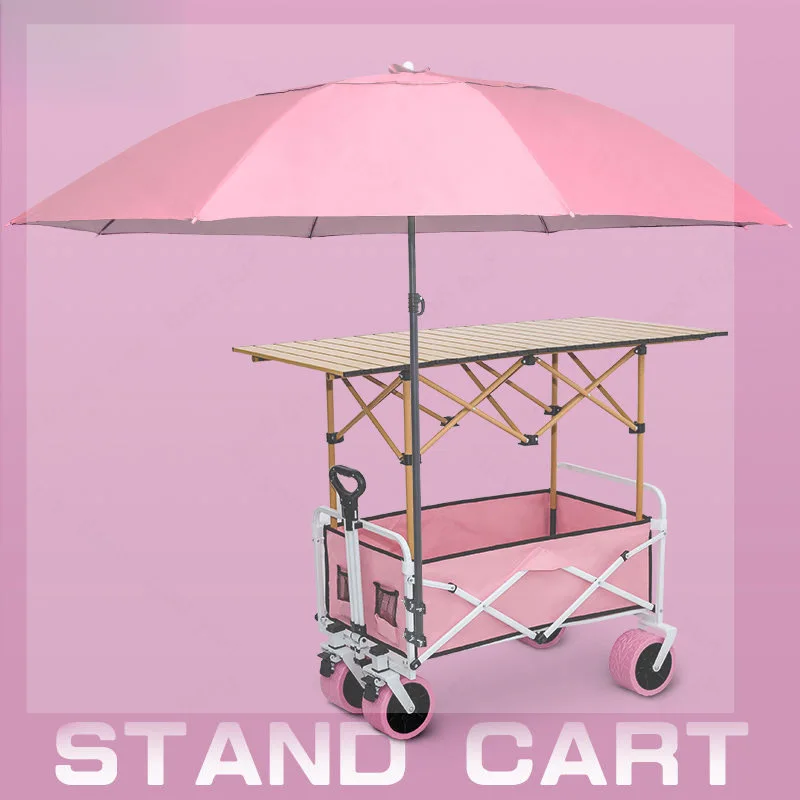 

Stall trolley shopping camping picnic cart folding table portable liftable night market rice noodles sausage with parasol