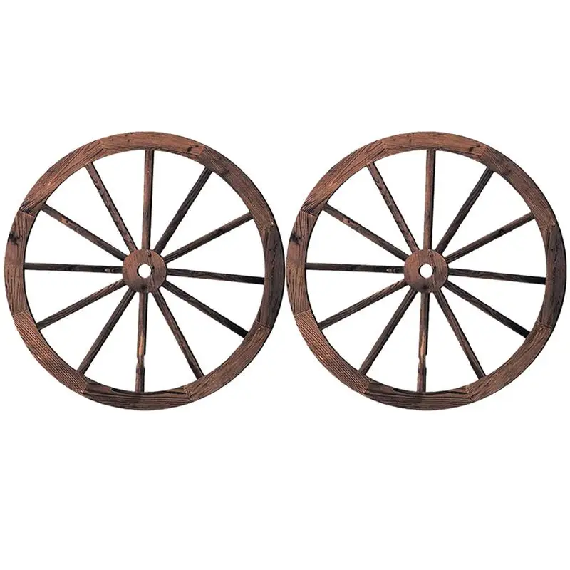 2pcs Wagon Wheel Decor in legno Vintage Wagon Wheel Wood Decor per Bar Garage soggiorno artigianato ruote decorazione della casa