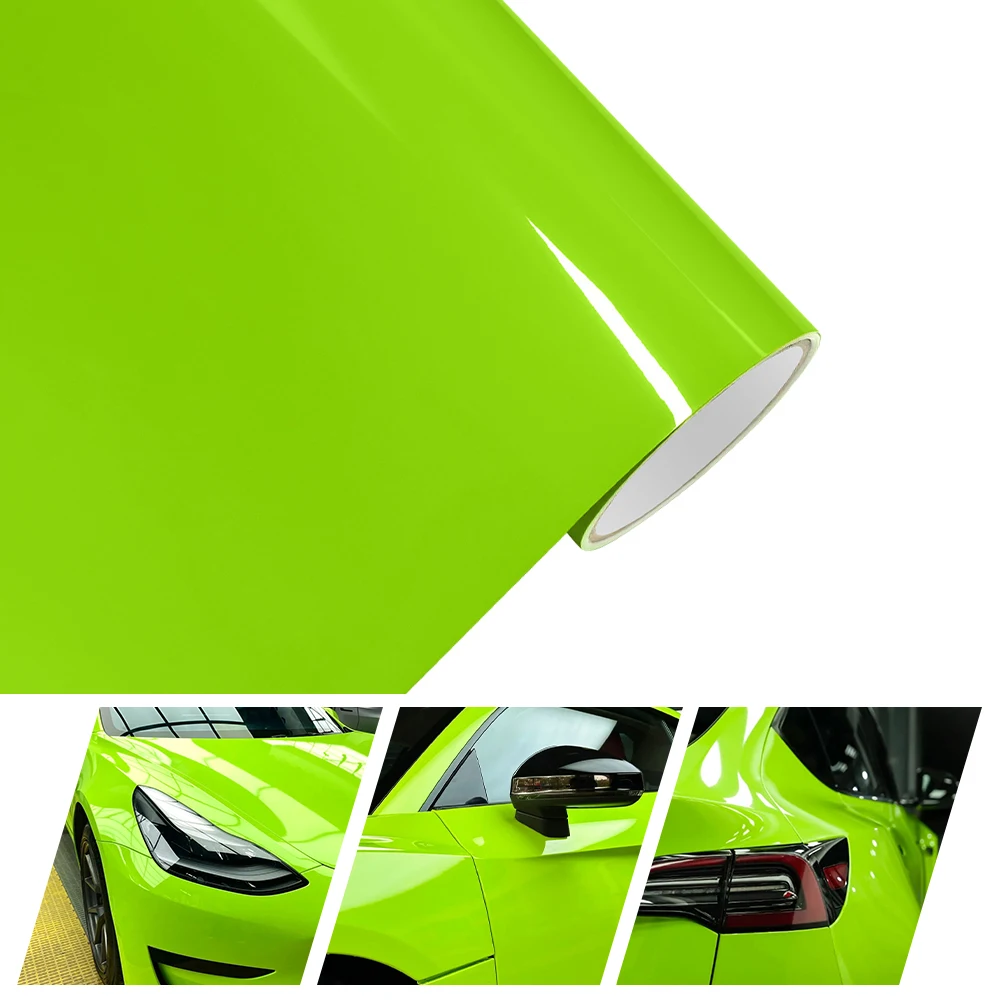 

Premium PET Gloss Green Air Bubble Free Vinyl Car Wrap Film Waterproof Motorcycle Decals Sticker Decor Car Decor Accessories