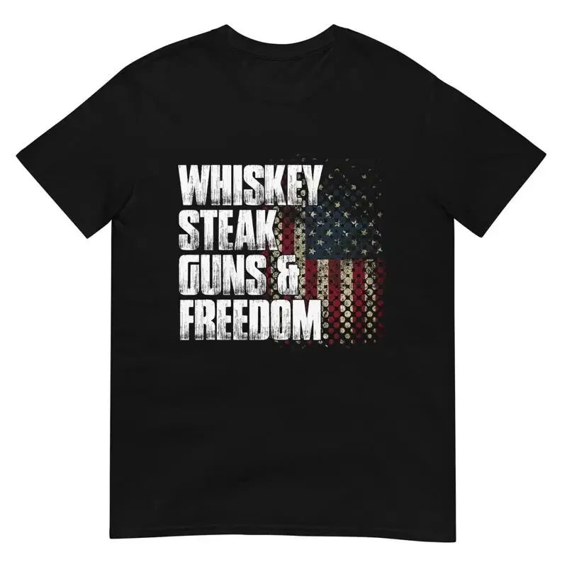 Whiskey Steak Guns Freedom Patriotic Flag T Shirt