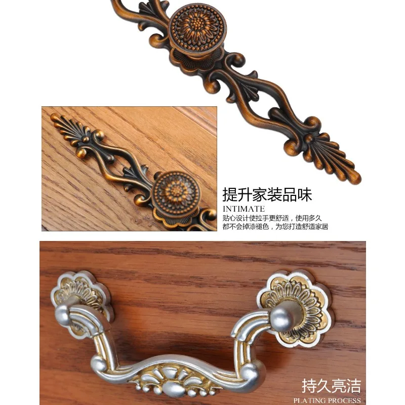 European pull ring, antique copper wardrobe handle, drawer single hole, pastoral American style, hardware, retro door handle