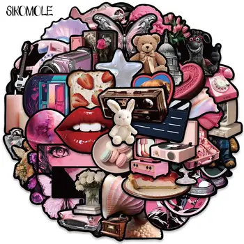 10/30/50 個漫画ピンク黒 Y2K スタイルガールステッカーかわいい DIY 旅行荷物ギター冷蔵庫ラップトップ落書きステッカー子供デカール