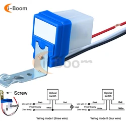 Interruptor de luz de rua fotocélula automática, sensor de controle fotográfico à prova d'água, Auto On and Off, DC 12V, 24V, AC 110V, 220V, 50-60Hz, 10A