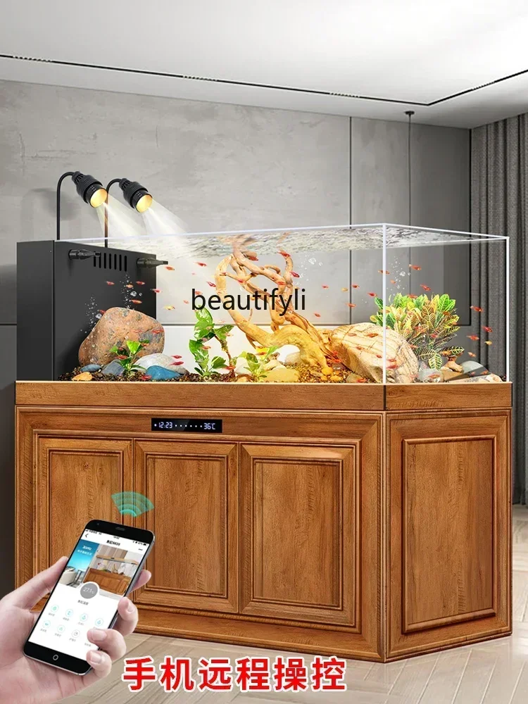 LXFish Tank Living Room Intelligent Stream Tank Super White Ecological Aquarium Chinese Bottom Filter Change WaterHYSSS