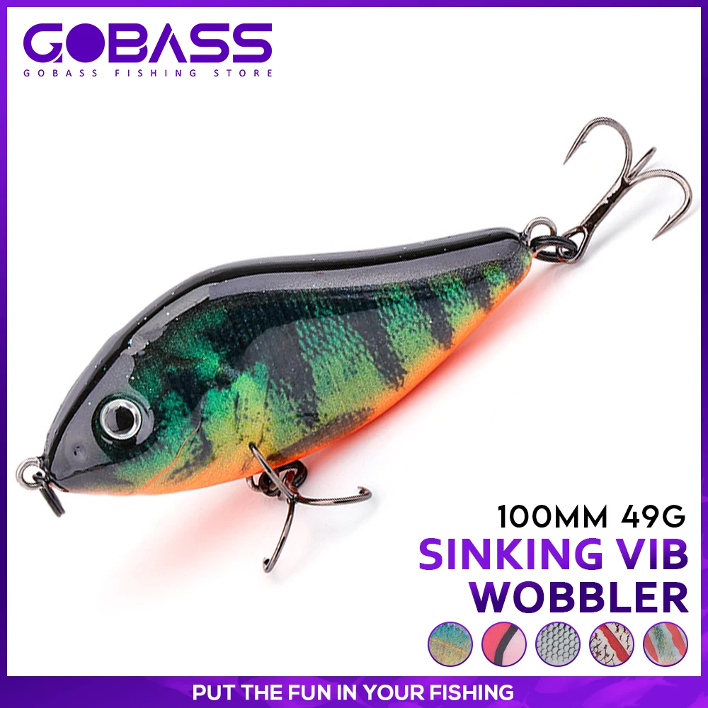 GOBASS Slider Jerkbait 10cm 49g Slow Sinking Musky Wobbler Pike VIB Hard Bait Crankbait Plastic Fishing Lures Pesca Leurre Perch