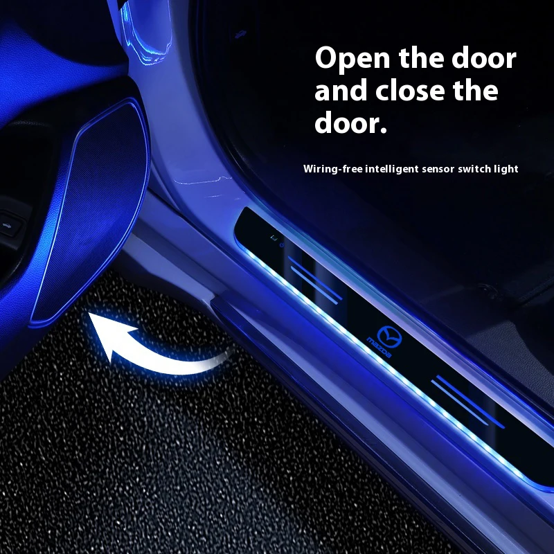 Do Mazda 2 3 6 Skyactiv CX-5 CX-30 CX-7 CX-9 BL BM MX-5 Samochodowa bezprzewodowa dioda LED powitalna Próg pedału Światło przejścia Lampa nastrojowa — zdjęcie 7